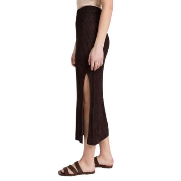 Ninety Percent Rib Split Front Midi Skirt Truffle - Picture 4 of 16